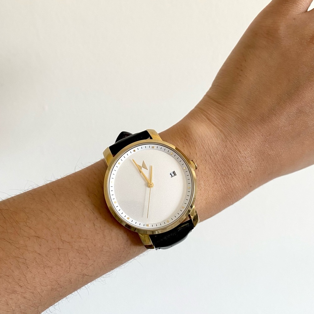 MVMT Black Leather Watch